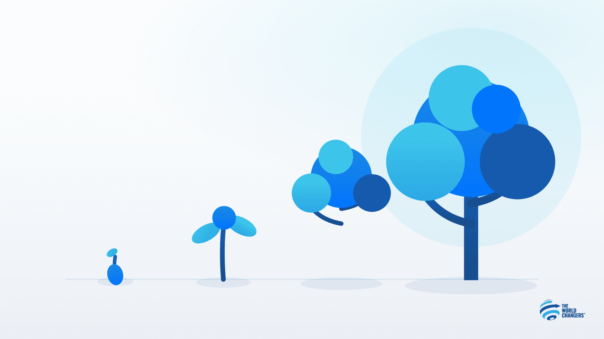 Illustration of a seed growing into a strong tree — every success starts small
